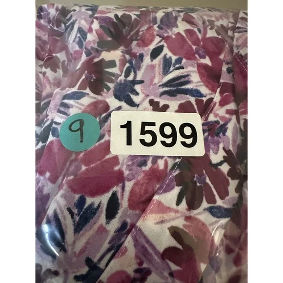 Craftt & Barrow Womans Floral Button Up Top Size 1X Short Sleeve Purple Office - Picture 11 of 12